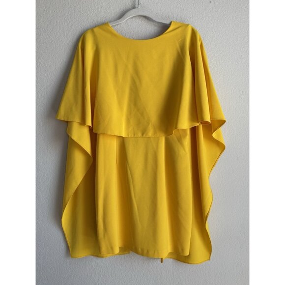 ZARA Women's Open Back Yellow Ruffle Cape Mini Dress Size Small Modest‎ - Picture 4 of 12